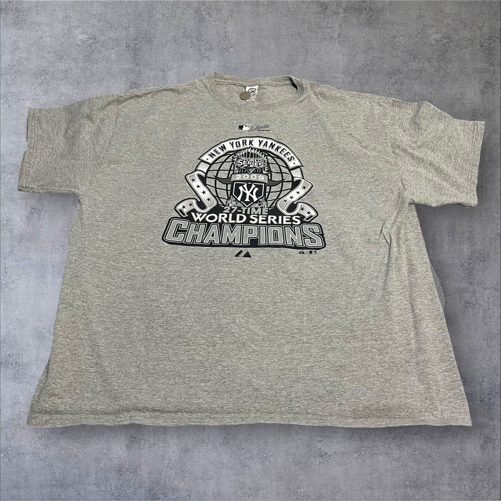 New York Yankees Mens XL T Shirt‎ 2009 World Series Gray 27-Time Champions MLB